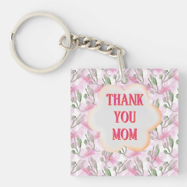 Porte-clés Motif floral personnalisé et aquarelle sur mesure  (Devant)