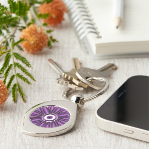 Porte-clés Motif Floral Violet Design Fleur Moderne Abstraite