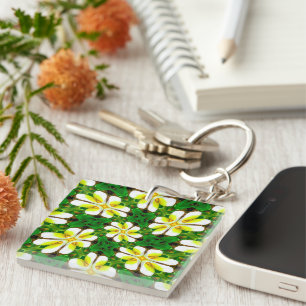 Porte-clés Motif frangipanier jaune