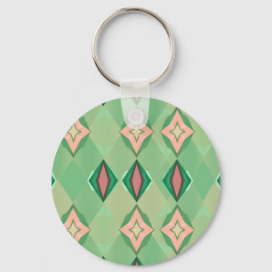 Porte-clés Motif géométrique rétro vert rose diamant étoile