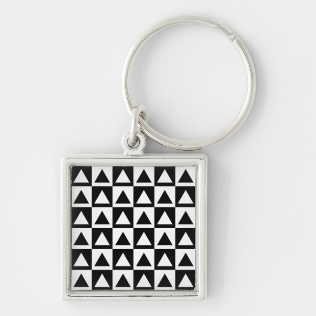 Porte-clés Motif géométrique triangle noir et blanc (Devant)