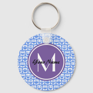 Porte-clés Motif Lilac Monogram Blue and White Owl