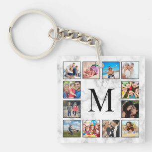 Porte-clés Motif Marbre blanc en pierre