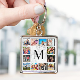 Porte-clés Motif Marbre blanc en pierre