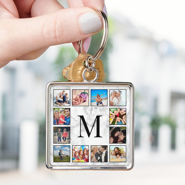 Porte-clés Motif Marbre blanc en pierre (Créateur téléchargé)