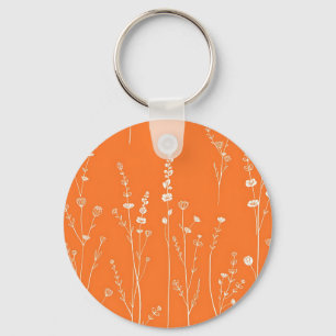 Porte-clés Motif minimaliste de fleur sauvage orange brûlée