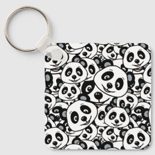 Porte-clés Motif moderne de panda ours en noir et blanc