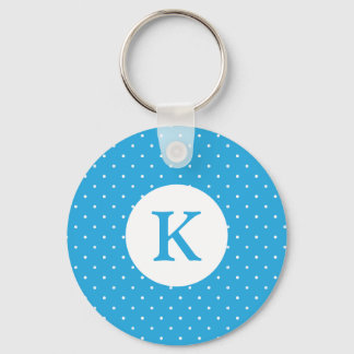 Porte-clés Motif monogramme à pois bleu clair mignon