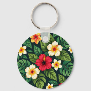 Porte-clés Motif Monstera Hibiscus Tropical