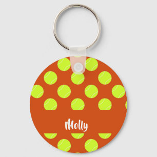 Porte-clés motif orange de balle de tennis vert