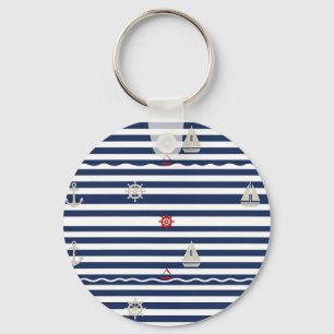 Porte-clés Motif rayé d'ancre de voilier nautique