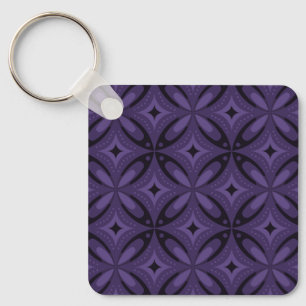 Porte-clés Motif Rétro de Couleur Violet Foncé