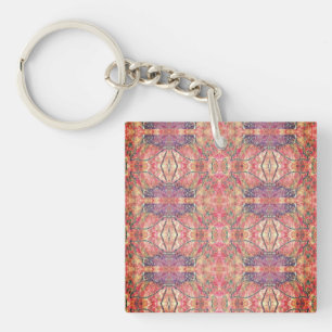 Porte-clés Motif rose et violet