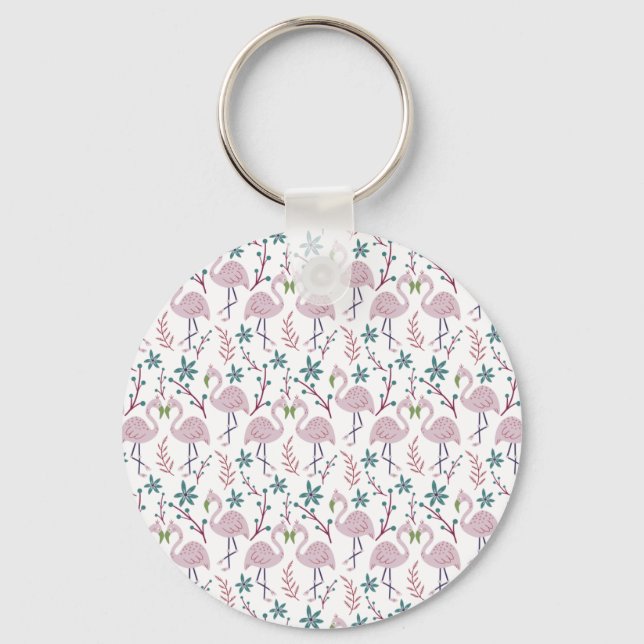 Porte-clés Motif rose flamingo sans couture sur arrière - pla (Recto)