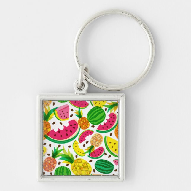 Porte-clés Motif rouge et jaune de fruit tropical (Devant)