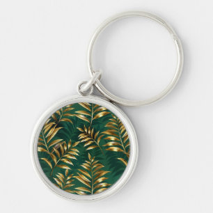 Porte-clés Motif sans couture avec des fougères dorées