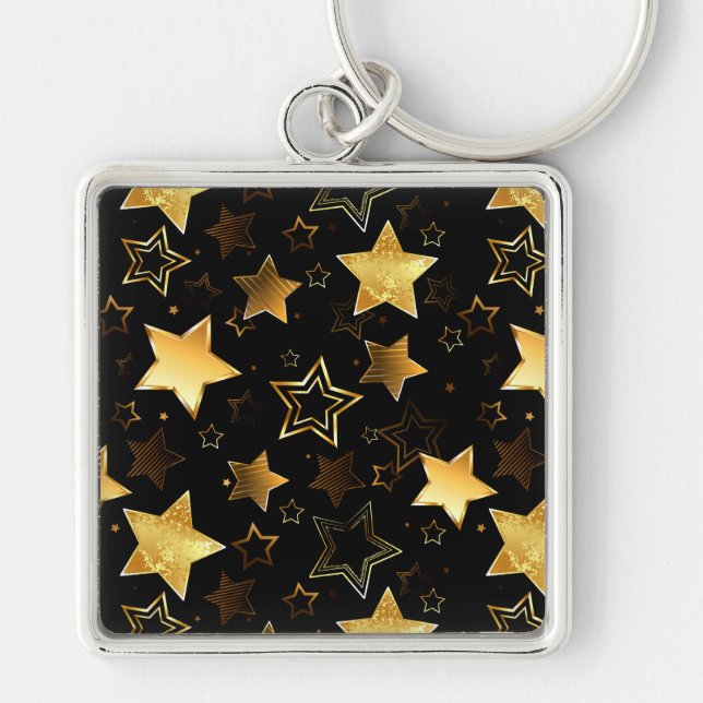 Porte-clés Motif sans couture avec étoiles d'or (Devant)