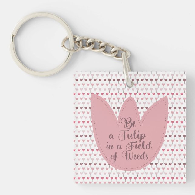 Porte-clés Motif simple de tulipe rose (Devant)
