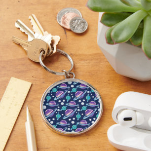 Porte-clés Motif spatial, Planètes, Étoiles, Galaxie, Cosmos