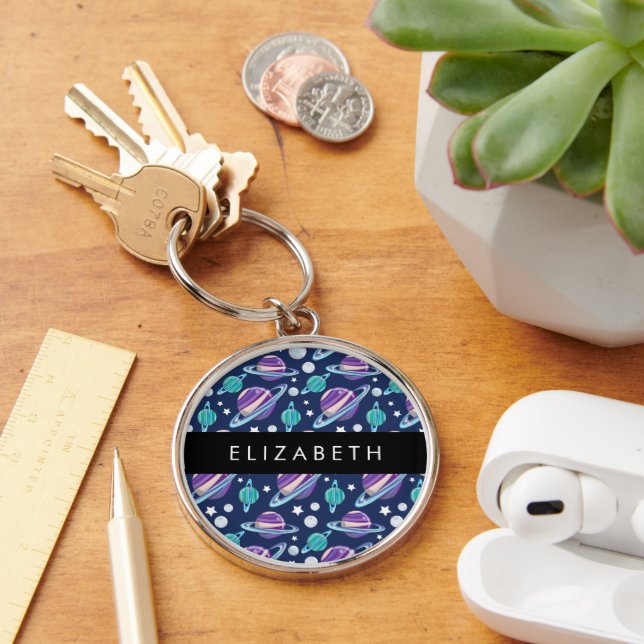 Porte-clés Motif spatial, Planètes, Étoiles, Galaxie, Votre n (Bureau)