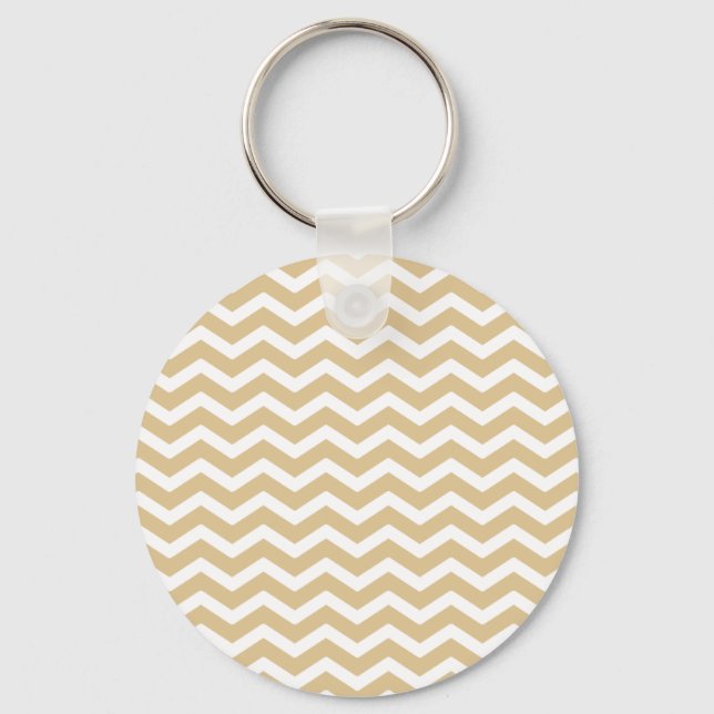 Porte-clés Motif Tan Beige Blanc Chevron (Recto)