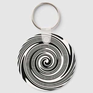 Porte-clés Motif tourbillon noir et blanc