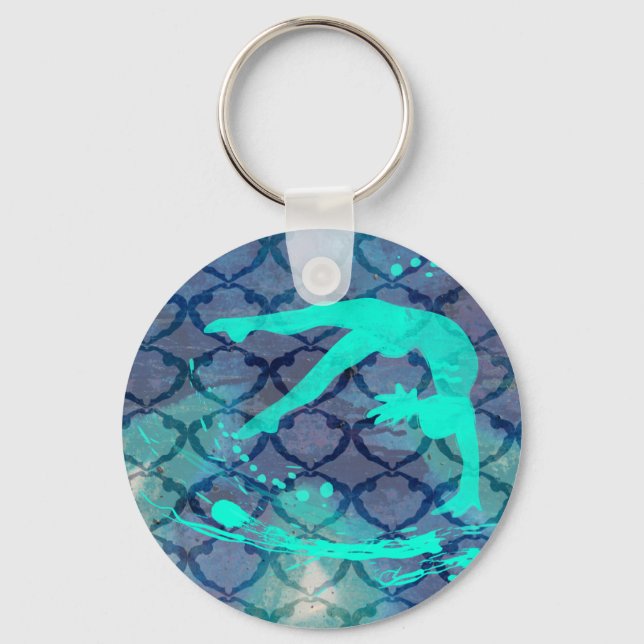 Porte-clés Motif tribal de Gymnast bleu (Recto)