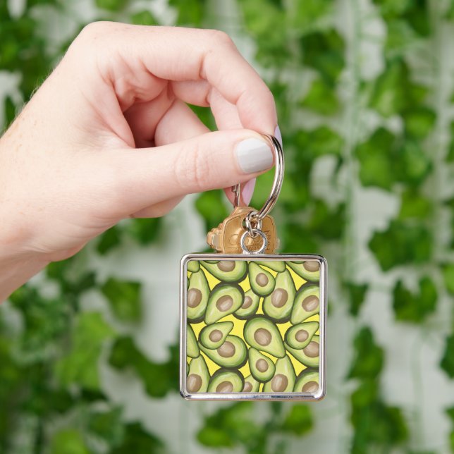 Porte-clés Motif Vegan Avocado frais et gourmand (main)
