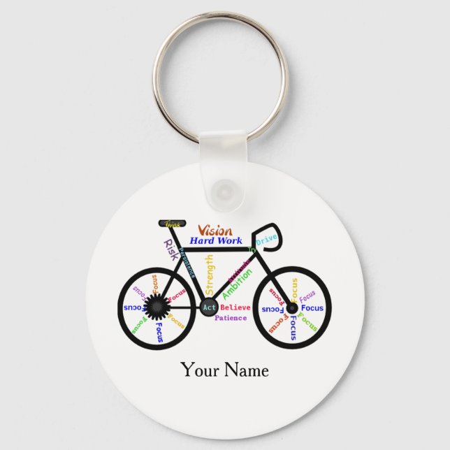 Porte-clés Motivational Bike, vélo, vélo Sport Nom personnali (Recto)