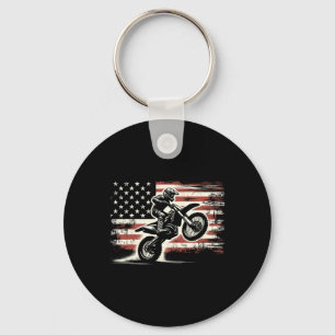 Porte-clés Moto Cross American Flag Motocross Biker Vintage É