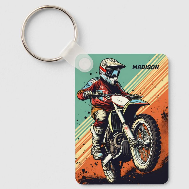 Porte-clés Motocross de nom personnalisé (Recto)