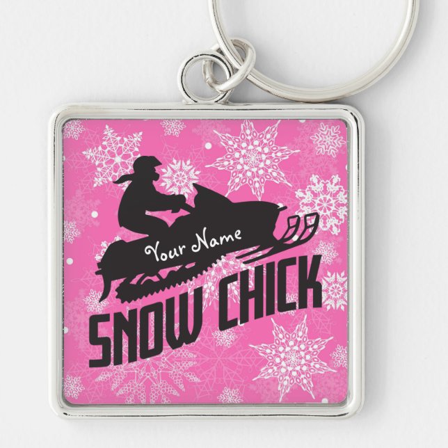 Porte-clés Motoneige Chick rose Snowflac (Devant)