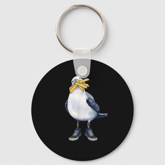 Porte-clés Mouette Avec Fries Et T-shirt Basket Amusant.png (Recto)