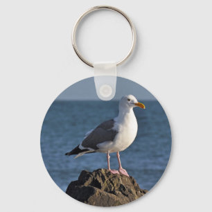 Porte-clés Mouette blanche et océan