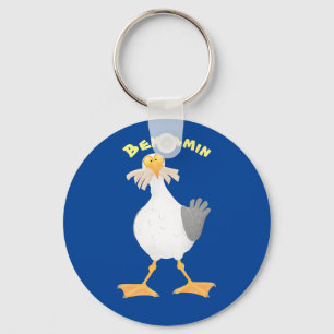 Porte-clés Mouette drôle avec frites dessin animé