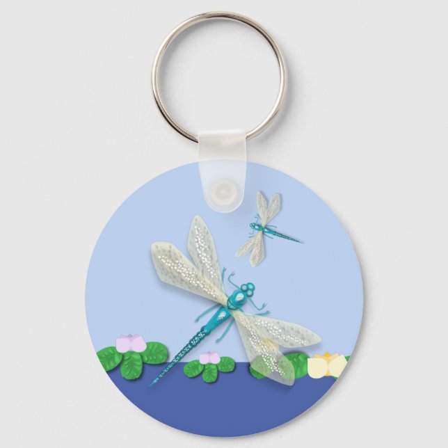 Porte-clés Mouettes bleues au-dessus de Water Lily (Recto)