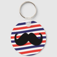 Moustache à rayures rouge, blanche et bleue