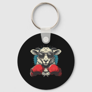 Porte-clés Mouton boxeur avec gants de boxe Kickboxing Drôle