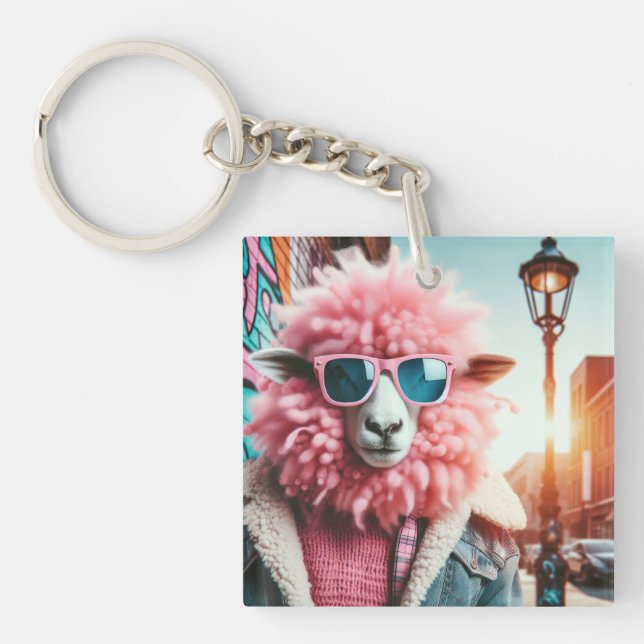 Porte-clés mouton rose (Devant)