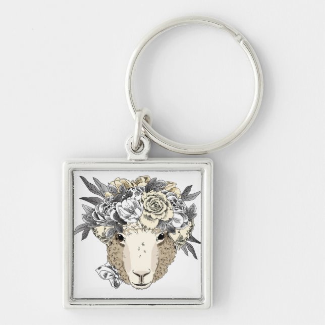 Porte-clés Moutons floraux de halo (Devant)