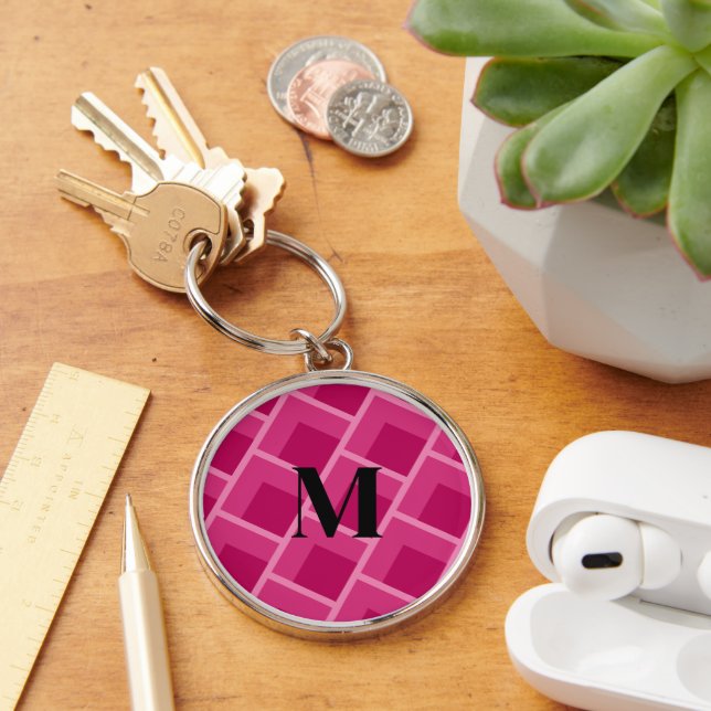 Porte-clés moyen siècle moderne abstrait rose géométrique (Bureau)