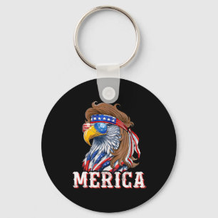 Porte-clés Mullet Aigle Drôle 4 Juillet États-Unis Drapeau Am