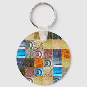 Porte-clés Multicolored Metal Love Mosaic Patchwork