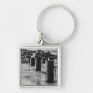 Porte-clés Muraille maritime rêveuse en nuances de gris