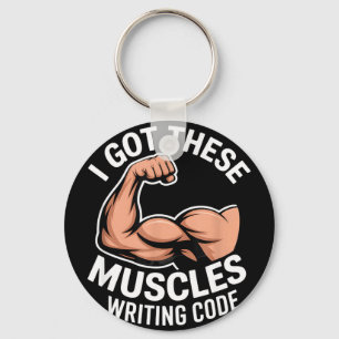 Porte-clés Muscles drôles écrivant du code disent programmeur