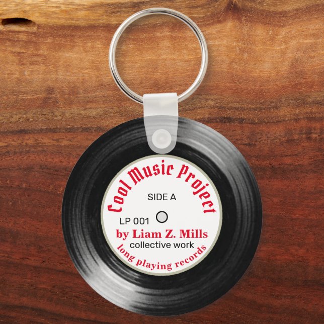 Porte-clés Musique de disque vinyle L.P. personnalisée cool (Recto)