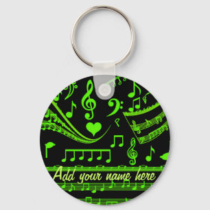 Porte-clés Musique et moi, En vert_