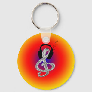 Porte-clés Musique Gclef avec le casque