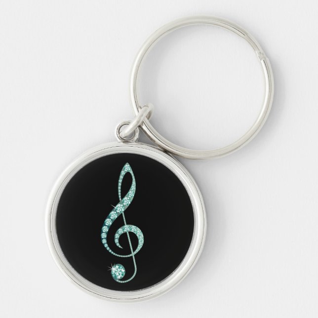 Porte-clés Musique Note Rhinestones verts (Devant)