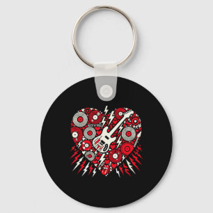 Porte-clés Musique Rock N Roll Cœur Saint-Valentin Musique Ro
